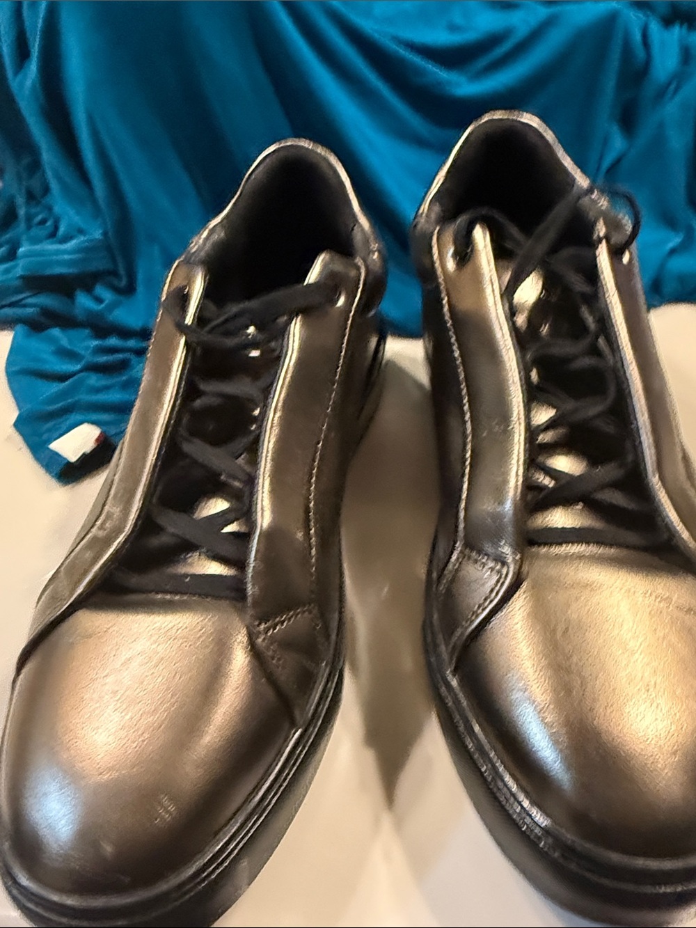 Kurt Geiger Metallic Gunmetal Leather Sneakers for me.